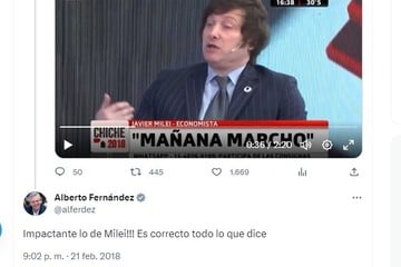 El cruce amistoso entre Alberto y Milei en el 2018.