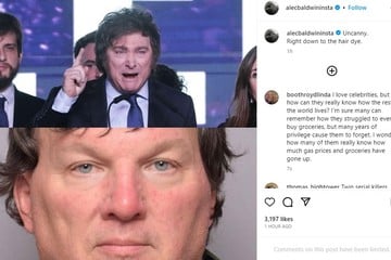 El mensaje que posteó Alec Baldwin en Instagram, comparando a Javier Milei con un asesino serial.