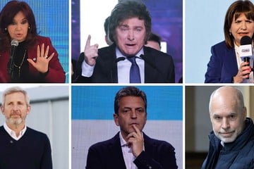 Cristina Kirchner, Javier Milei, Patricia Bullrich, Rogelio Frigerio, Sergio Massa y Horacio Rodríguez Larreta. Ganadores y perdedores en las PASO.