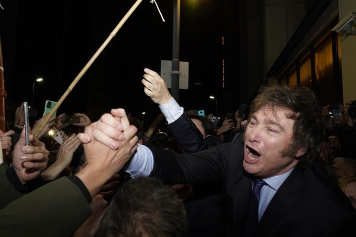 Javier Milei, en su búnker del Hotel Libertador. Foto: Fernando de la Orden